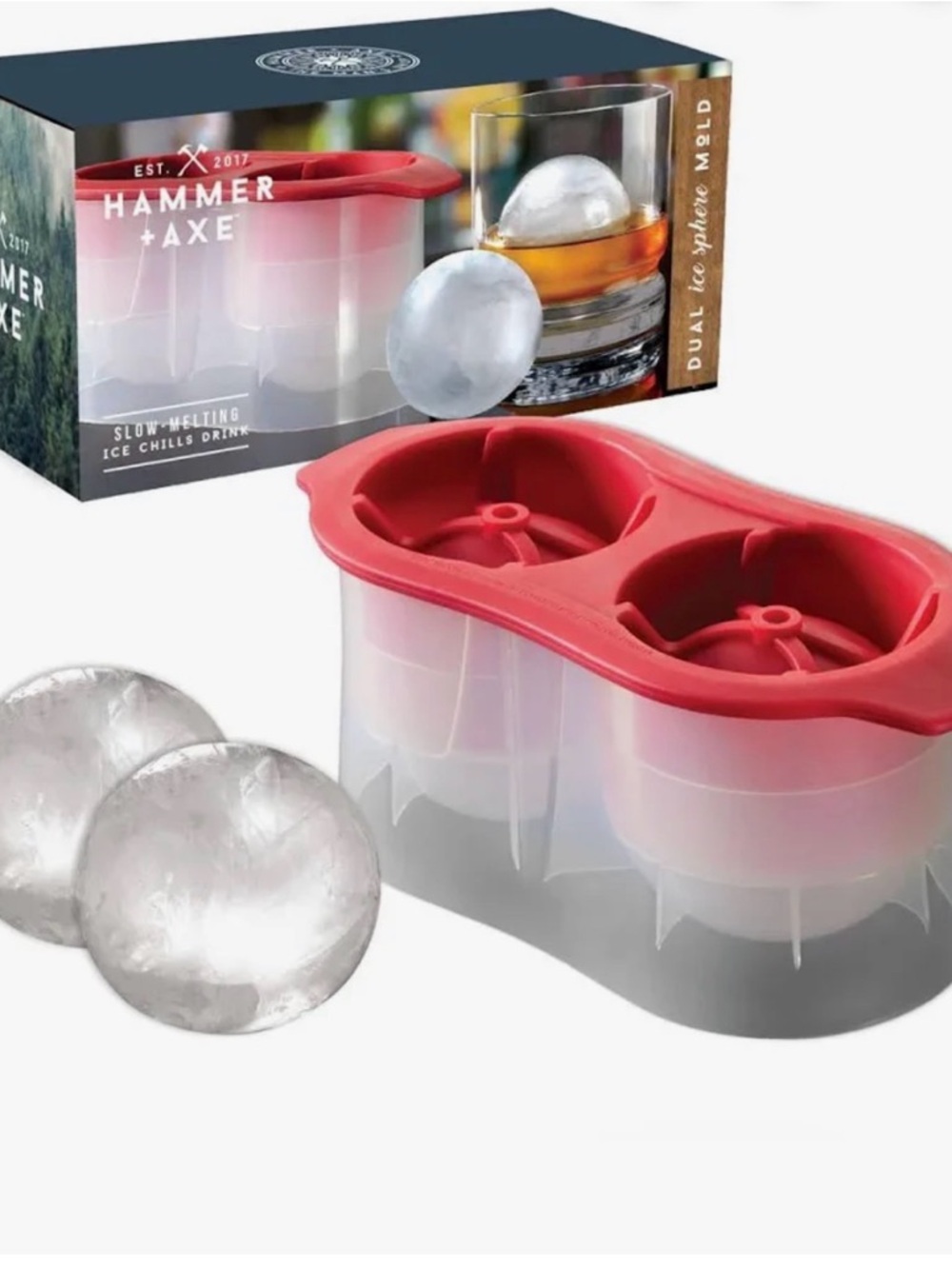 Red Silicone Dual Spherical Ice Mold